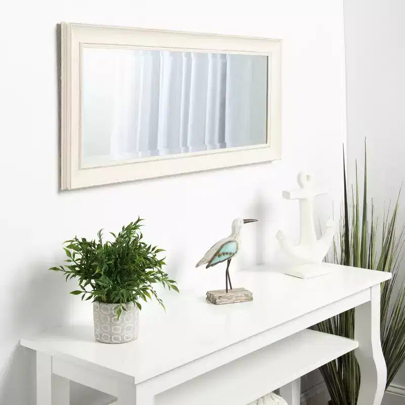 Specchio da parete incorniciato Macon 40,6 x 91,4 cm bianco - Kate and Laurel: stile moderno, vetro smussato, nessun montaggio richiesto