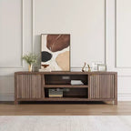 Mobile TV da 70 pollici con contenitore, anta scanalata e maniglia dorata, mobile console in legno per soggiorno e camera da letto