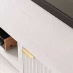 Mobile TV da 70 pollici con contenitore, anta scanalata e maniglia dorata, mobile console in legno per soggiorno e camera da letto