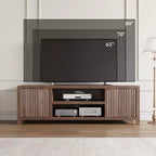 Mobile TV da 70 pollici con contenitore, anta scanalata e maniglia dorata, mobile console in legno per soggiorno e camera da letto
