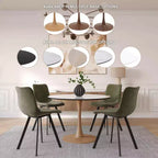 Tavolo da pranzo rotondo moderno da 35'', piano durevole in MDF e base in acciaio con effetto legno naturale per cucina, sala da pranzo o caffè
