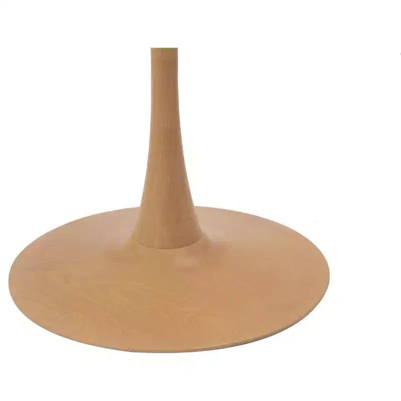 Tavolo da pranzo rotondo moderno da 35'', piano durevole in MDF e base in acciaio con effetto legno naturale per cucina, sala da pranzo o caffè