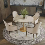 Tavolo da pranzo rotondo moderno da 35'', piano durevole in MDF e base in acciaio con effetto legno naturale per cucina, sala da pranzo o caffè