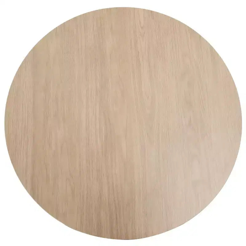 Tavolo da pranzo rotondo moderno da 35'', piano durevole in MDF e base in acciaio con effetto legno naturale per cucina, sala da pranzo o caffè