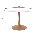 Tavolo da pranzo rotondo moderno da 35'', piano durevole in MDF e base in acciaio con effetto legno naturale per cucina, sala da pranzo o caffè