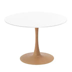 Tavolo da pranzo rotondo moderno da 35'', piano durevole in MDF e base in acciaio con effetto legno naturale per cucina, sala da pranzo o caffè