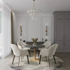 Tavolo da pranzo rotondo moderno da 35'', piano durevole in MDF e base in acciaio con effetto legno naturale per cucina, sala da pranzo o caffè