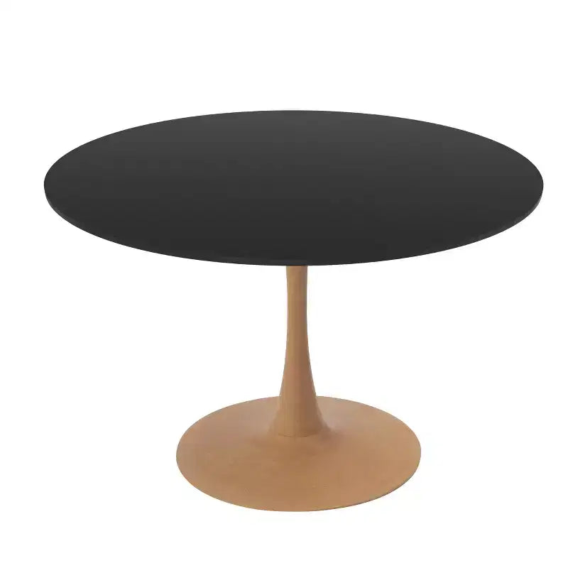Tavolo da pranzo rotondo moderno da 35'', piano durevole in MDF e base in acciaio con effetto legno naturale per cucina, sala da pranzo o caffè