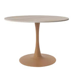 Tavolo da pranzo rotondo moderno da 35'', piano durevole in MDF e base in acciaio con effetto legno naturale per cucina, sala da pranzo o caffè