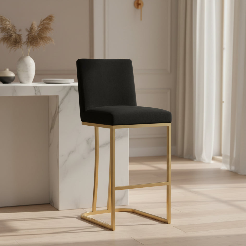 Meridian Furniture,Heidi Black Velvet Stool