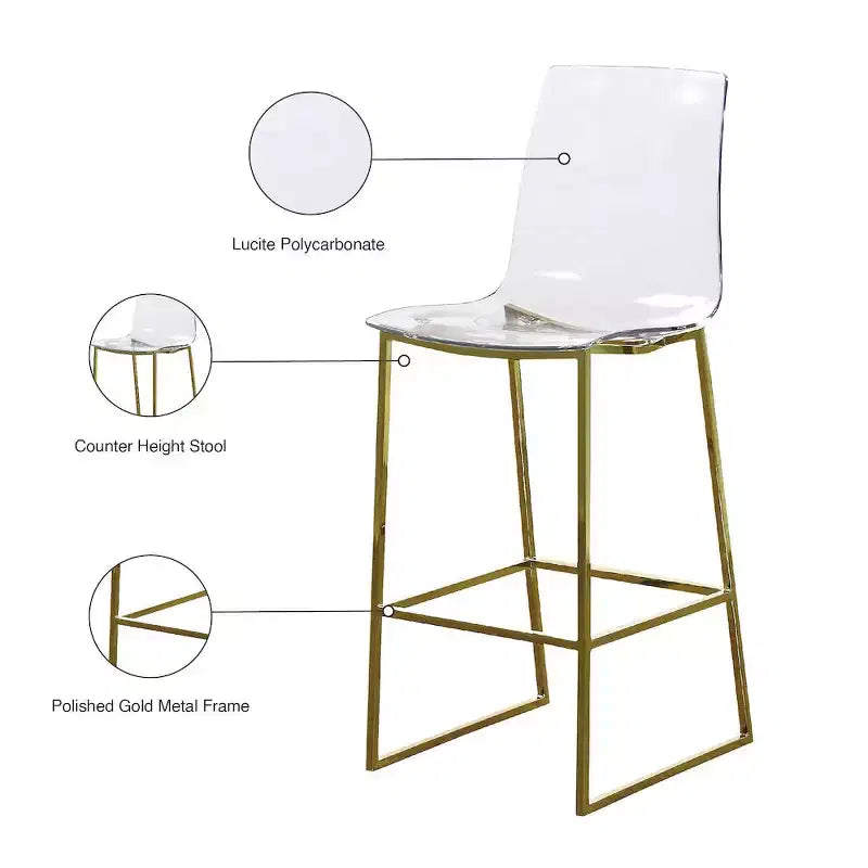 Sgabello in policarbonato oro/lucite