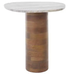 Mono Small Marble Side Table - ACC2908A - Off White Marble/Walnut - Safavieh
