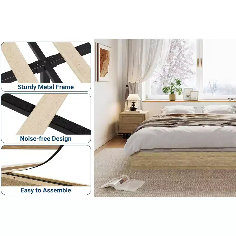 Base letto a piattaforma in legno Twin Size - Struttura letto in legno senza testiera, supporto a doghe in legno, non necessita di rete a molle, facile montaggio
