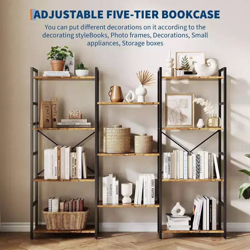 Libreria a 4 Ripiani, Scaffale Triplo Industriale, Libreria in Acciaio da 62 x 54 x 10 Pollici, Scaffale per Esposizione e Contenimento