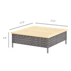Tavolino da esterno con rattan PE, tavolino da patio con piano in legno di abete naturale, tavolino da esterno resistente alle intemperie per patio, piscina, portico