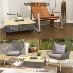 Tavolino da esterno con rattan PE, tavolino da patio con piano in legno di abete naturale, tavolino da esterno resistente alle intemperie per patio, piscina, portico