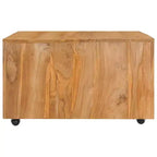 Tavolino da salotto, tavolino, tavolino da divano con ruote, in legno massello di teak – 80 x 80 x 40 cm