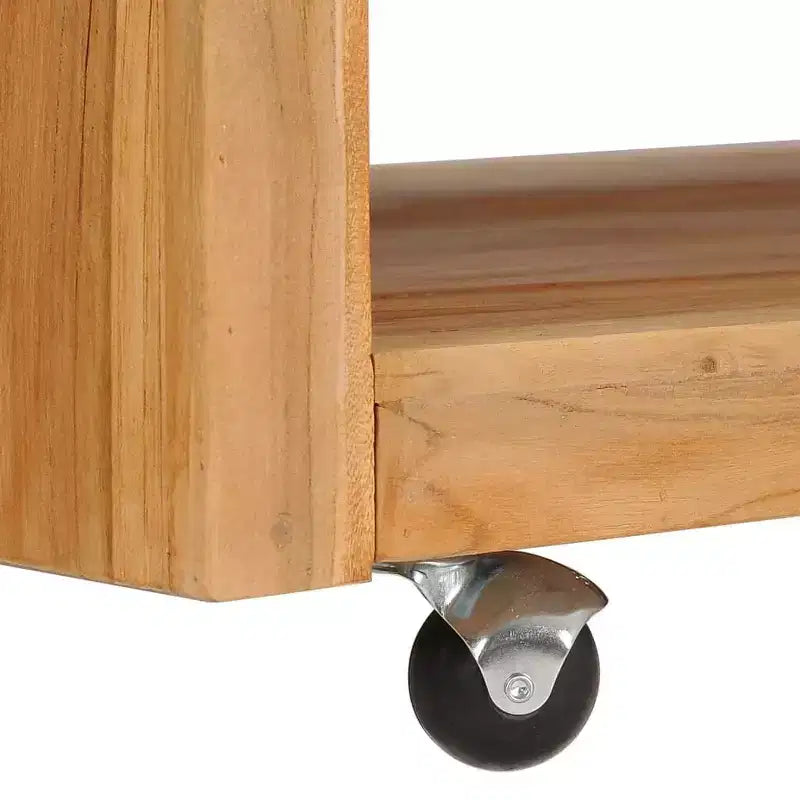Tavolino da salotto, tavolino, tavolino da divano con ruote, in legno massello di teak – 80 x 80 x 40 cm
