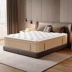 Whisen 14 Queen Hybrid Mattress, Memory Foam Mattress, Pocket Innerspring, Fiberglass-Free - Beige & White