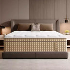 Materasso ibrido matrimoniale da 14", materasso in memory foam, a molle insacchettate, senza fibra di vetro - Beige e Bianco