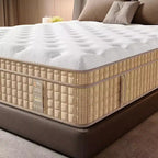 Materasso ibrido matrimoniale da 14", materasso in memory foam, a molle insacchettate, senza fibra di vetro - Beige e Bianco
