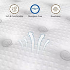 Materasso ibrido matrimoniale da 14", materasso in memory foam, a molle insacchettate, senza fibra di vetro - Beige e Bianco
