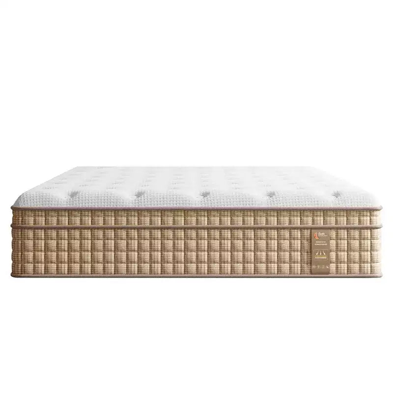 Materasso ibrido matrimoniale da 14", materasso in memory foam, a molle insacchettate, senza fibra di vetro - Beige e Bianco