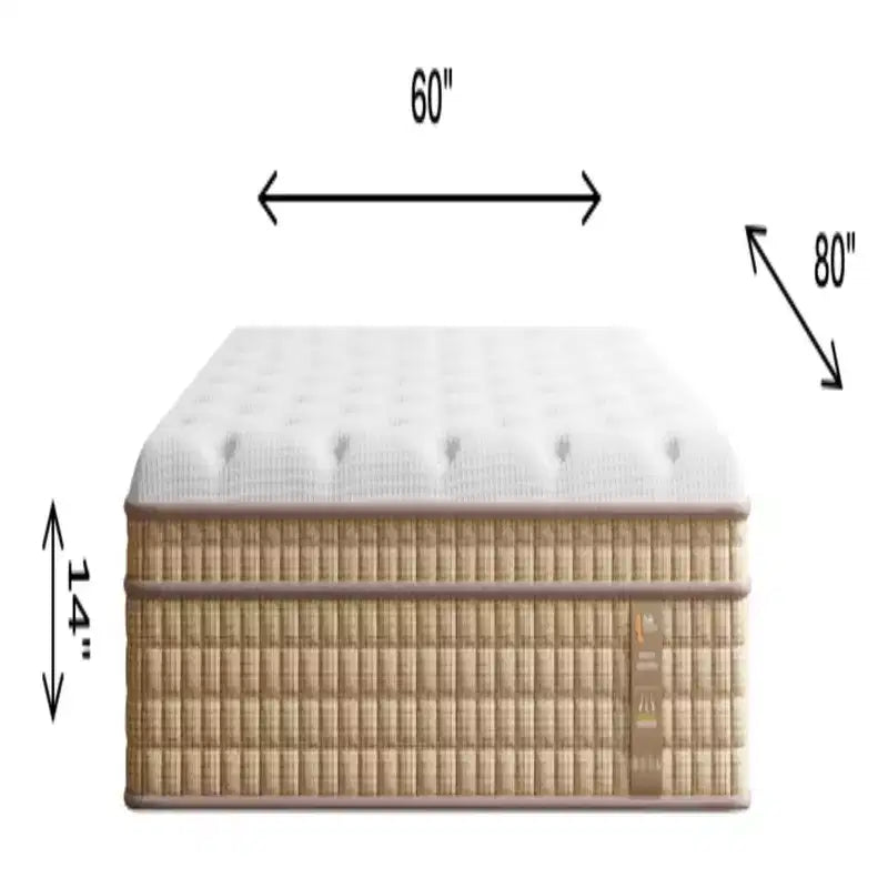 Materasso ibrido matrimoniale da 14", materasso in memory foam, a molle insacchettate, senza fibra di vetro - Beige e Bianco