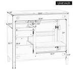 Mobile da Bagno 91cm con Lavabo Bianco Legno Massello Cassetto a Ribalta 3 Cassetti 2 Ante Maniglie in Metallo Nero MDF