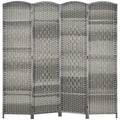 Folding Room Divider Screen 4 Panel 6' Tall Privacy Screen Freestanding Wood Partition for Home Office