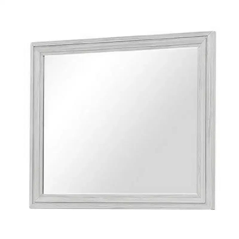 Specchio da comò Royal Hampton, vetro bisellato, cornice in legno massello bianca rustica 38x44