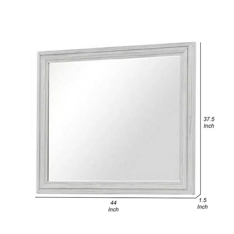 Specchio da comò Royal Hampton, vetro bisellato, cornice in legno massello bianca rustica 38x44