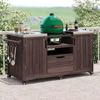 Isola da cucina per esterni da 66,5 pollici, carrello da esterno in legno massello per grill da tavolo con piano in acciaio inossidabile