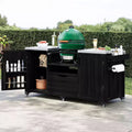 66.5 inch Black Outdoor Kitchen Island for Big Green Egg Grills, Solid Wood Outdoor Grill Cart for Tabletop Grill with Stainless Steel Top