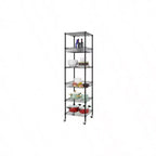 Scaffale metallico a 6 ripiani resistente con ruote 45,7x45,7x183 cm nero - Scaffale di stoccaggio in metallo con tubi in acciaio ispessiti regolabili