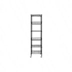 Scaffale metallico a 6 ripiani resistente con ruote 45,7x45,7x183 cm nero - Scaffale di stoccaggio in metallo con tubi in acciaio ispessiti regolabili
