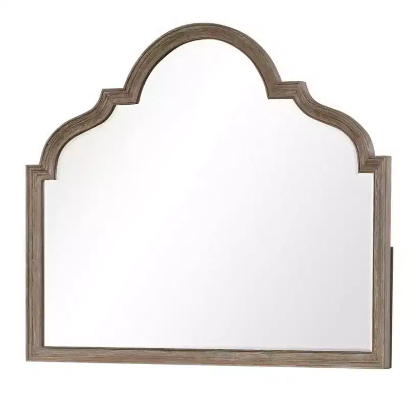 Specchio comò Royal Hampton, vetro smussato, legno massello rovere rustico marrone, 41x50