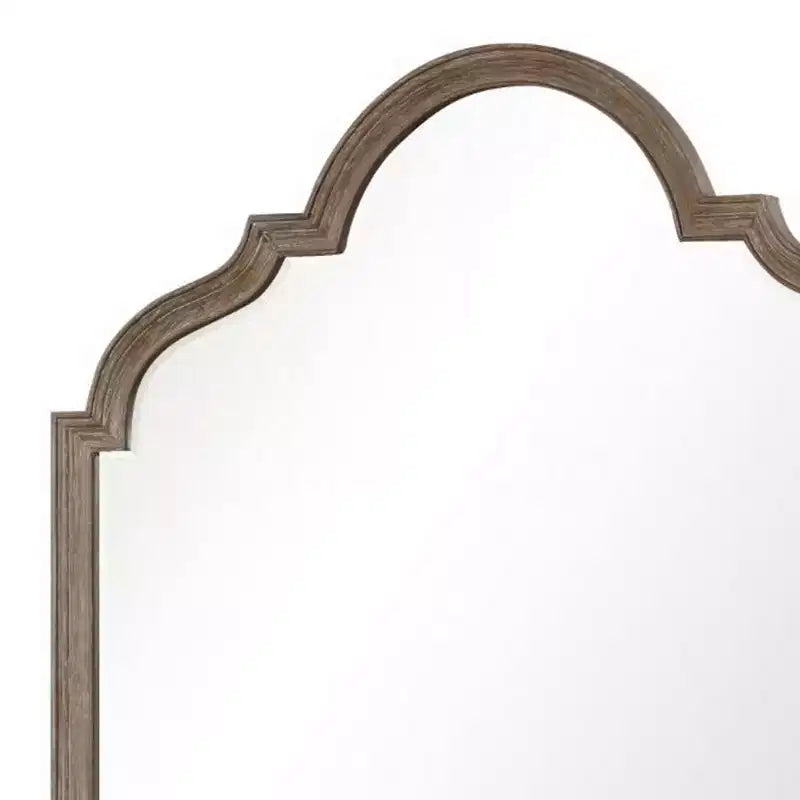 Specchio comò Royal Hampton, vetro smussato, legno massello rovere rustico marrone, 41x50
