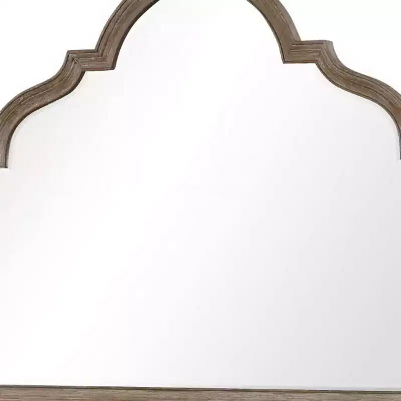 Specchio comò Royal Hampton, vetro smussato, legno massello rovere rustico marrone, 41x50