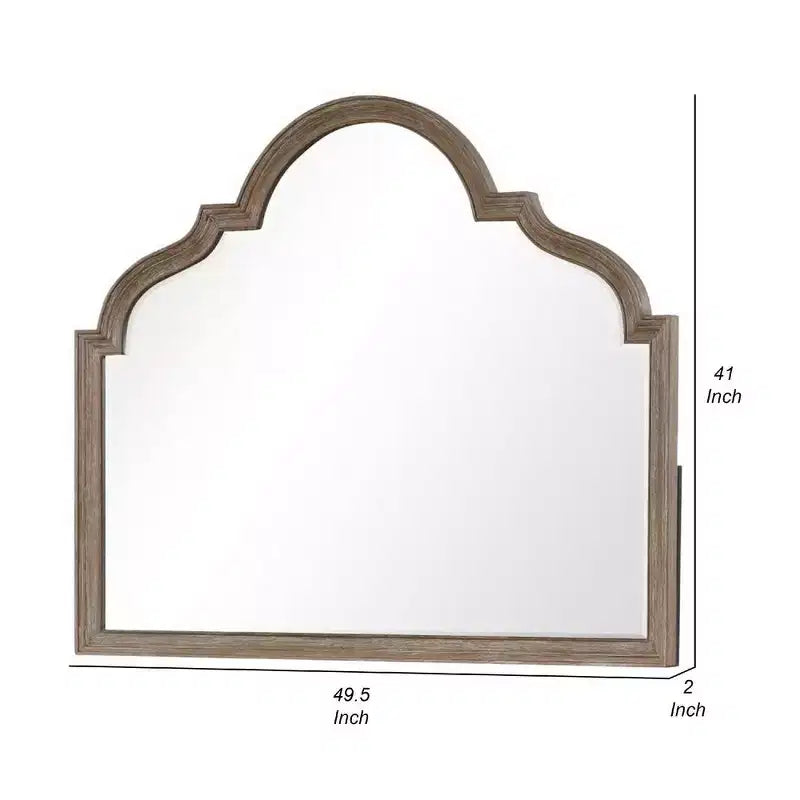 Specchio comò Royal Hampton, vetro smussato, legno massello rovere rustico marrone, 41x50