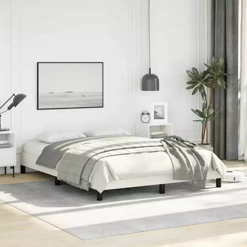 Base letto in similpelle bianca, compensato, legno composito Una piazza e mezza