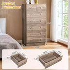 Cassettiera a 7 cassetti grande per camera da letto e comò con robusta struttura in legno, organizer per riporre oggetti nell'armadio, di colore grigio