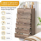 Cassettiera a 7 cassetti grande per camera da letto e comò con robusta struttura in legno, organizer per riporre oggetti nell'armadio, di colore grigio