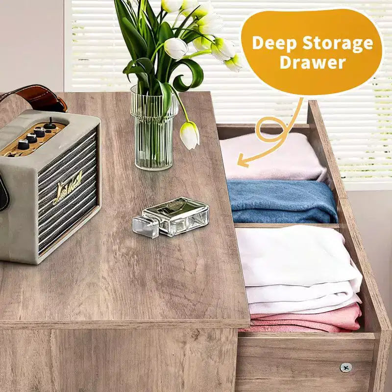 Cassettiera a 7 cassetti grande per camera da letto e comò con robusta struttura in legno, organizer per riporre oggetti nell'armadio, di colore grigio