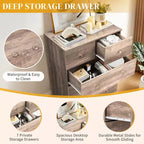 Cassettiera a 7 cassetti grande per camera da letto e comò con robusta struttura in legno, organizer per riporre oggetti nell'armadio, di colore grigio