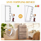 Cassettiera a 7 cassetti grande per camera da letto e comò con robusta struttura in legno, organizer per riporre oggetti nell'armadio, di colore grigio