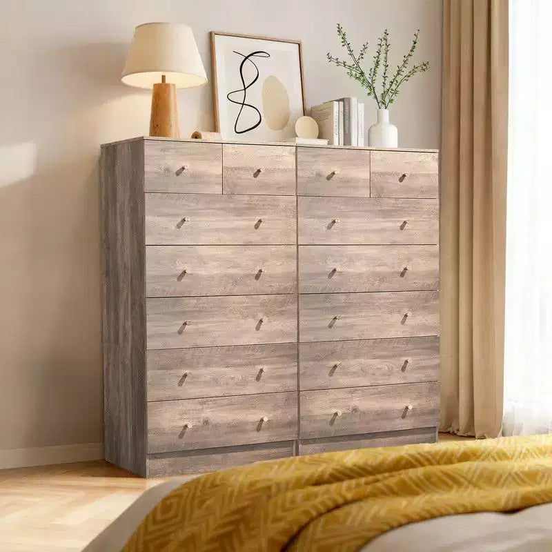 Cassettiera a 7 cassetti grande per camera da letto e comò con robusta struttura in legno, organizer per riporre oggetti nell'armadio, di colore grigio
