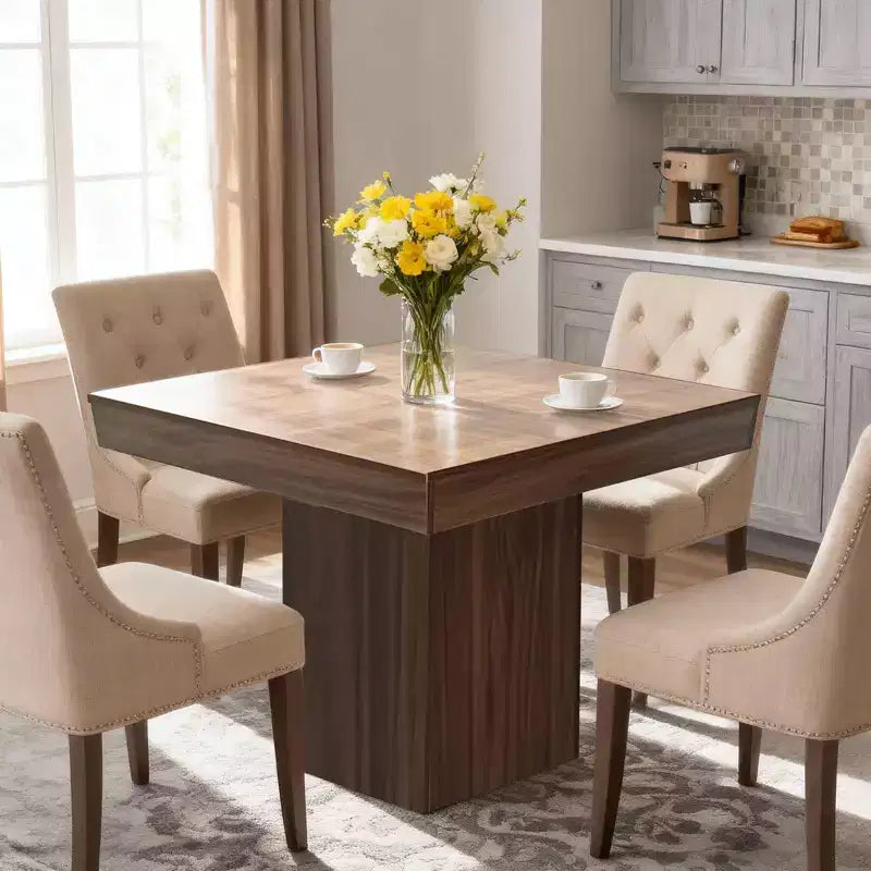 COZONY Tavolo da pranzo quadrato da 80 cm per 4 persone, piccolo tavolo da cucina con robusta base a piedistallo, tavolo da pranzo in stile rustico