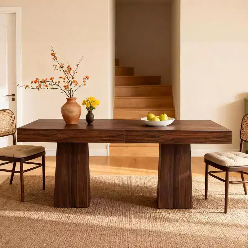 COZONY Tavolo da pranzo quadrato da 80 cm per 4 persone, piccolo tavolo da cucina con robusta base a piedistallo, tavolo da pranzo in stile rustico