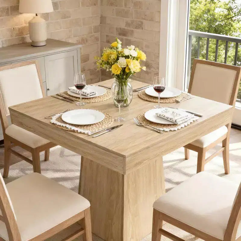 COZONY Tavolo da pranzo quadrato da 80 cm per 4 persone, piccolo tavolo da cucina con robusta base a piedistallo, tavolo da pranzo in stile rustico